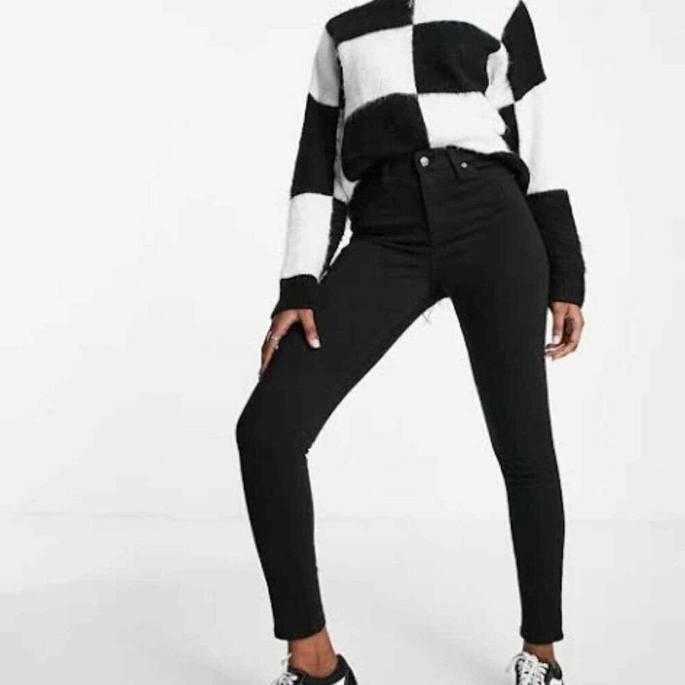 2/$30 Topshop Jamie High Rise Ankle Skinny Raw Black 26 #9367